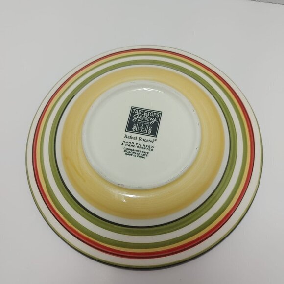 Salad Plates Red Green Yellow Trim Tabletops Gallery Rafael Rooster 8.5" - Picture 4 of 7